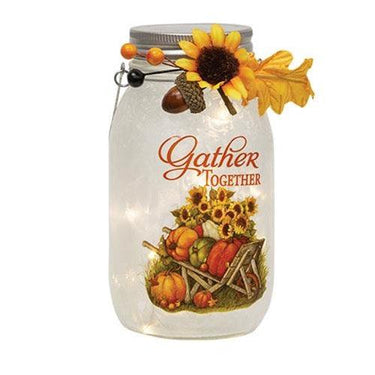 Frosted Glass LED Lit Harvest Jar, 3 Asstd. sold individually - The Fox Decor